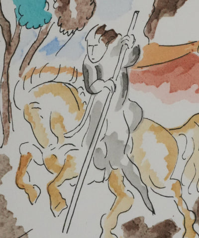 Adolphe FEDER : A cheval, Lithographie originale signée