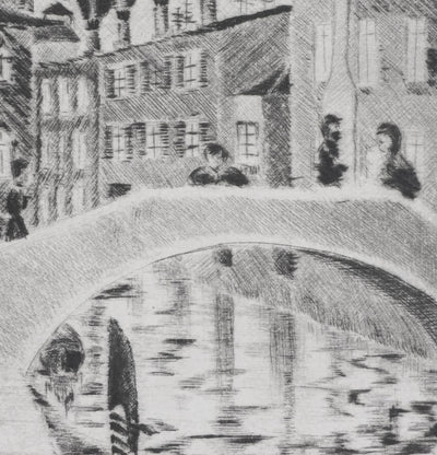 Camille COMBE : Le pont de Venise, Gravure originale signée