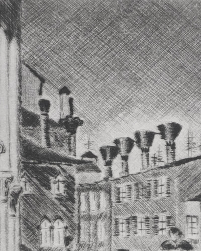 Camille COMBE : Le pont de Venise, Gravure originale signée