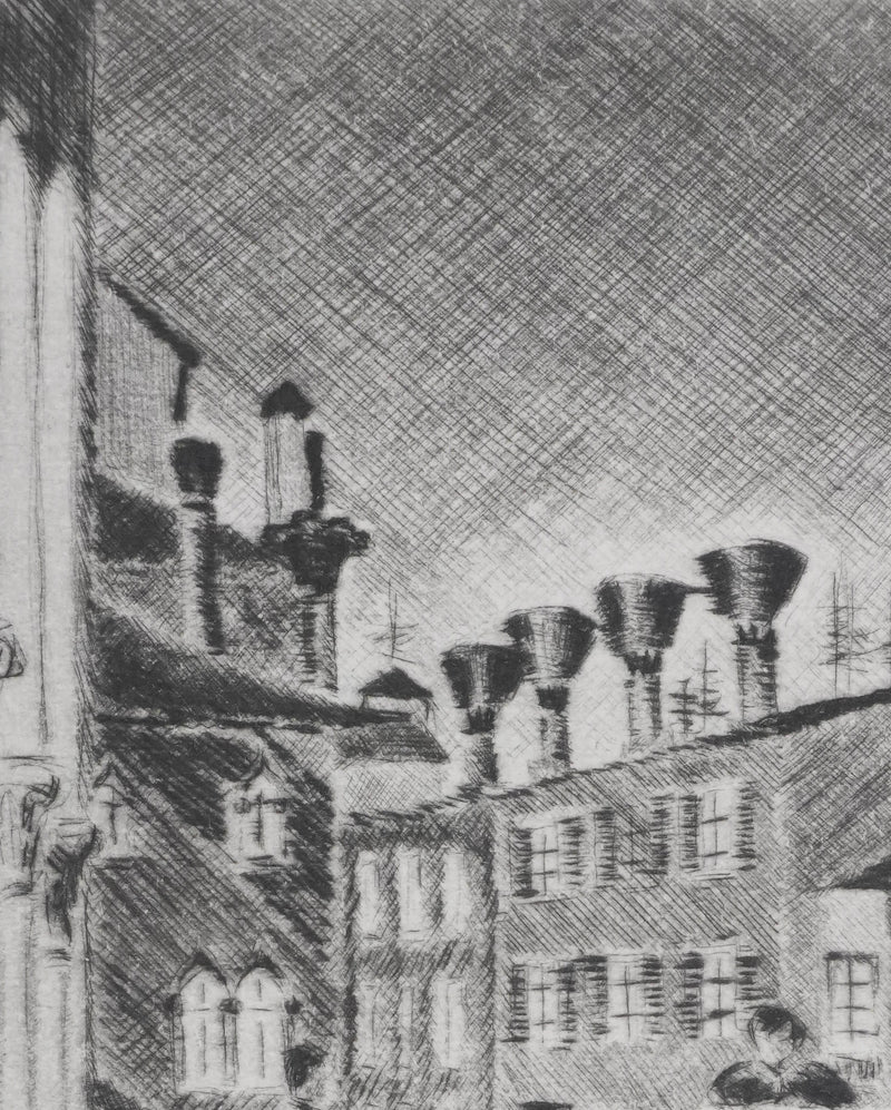 Camille COMBE : Le pont de Venise, Gravure originale signée