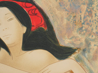 Alain BONNEFOIT : Nu féminin sur le divan, Lithographie originale signée