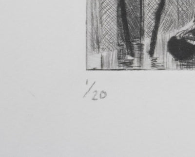 Camille COMBE : Venise, Le Rio Noale, Gravure originale signée