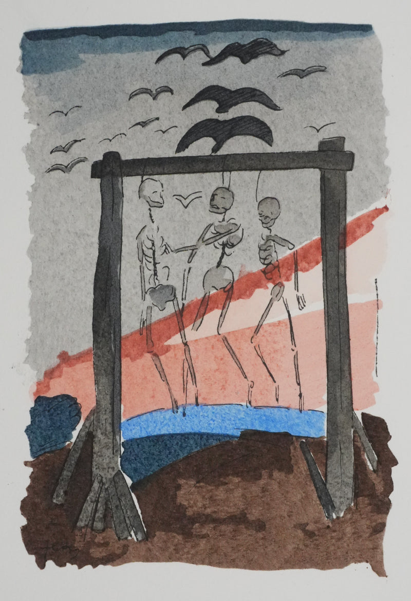 Adolphe FEDER : Bal des pendus, Lithographie originale signée