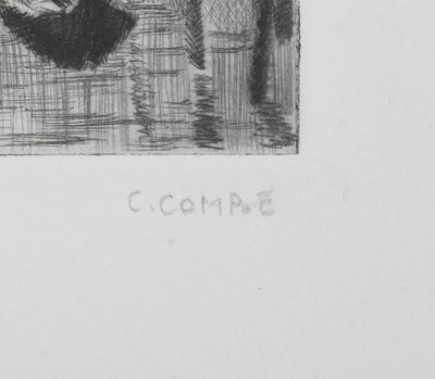 Camille COMBE : Venise, Le Rio Noale, Gravure originale signée