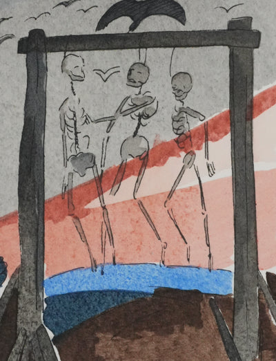 Adolphe FEDER : Bal des pendus, Lithographie originale signée