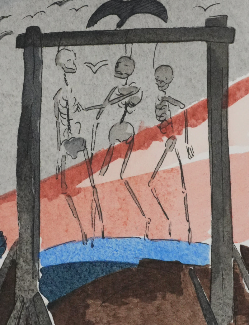 Adolphe FEDER : Bal des pendus, Lithographie originale signée