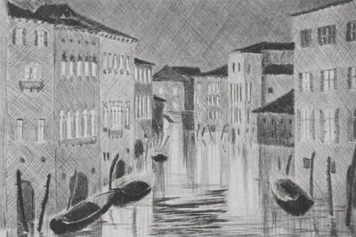 Camille COMBE : Venise, Le Rio Noale, Gravure originale signée