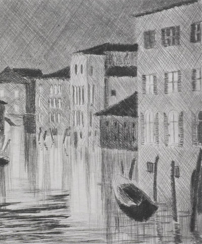 Camille COMBE : Venise, Le Rio Noale, Gravure originale signée