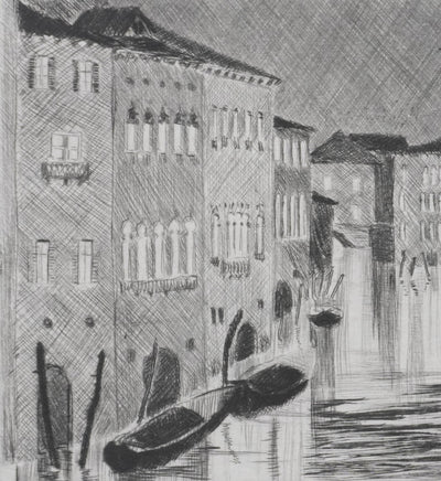 Camille COMBE : Venise, Le Rio Noale, Gravure originale signée