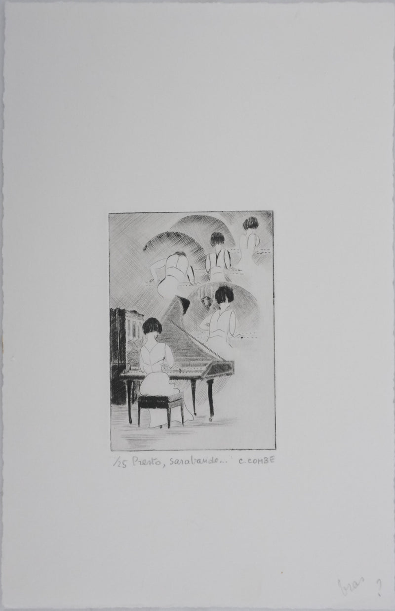 Camille COMBE : Presto et Sarabande, Gravure originale signée