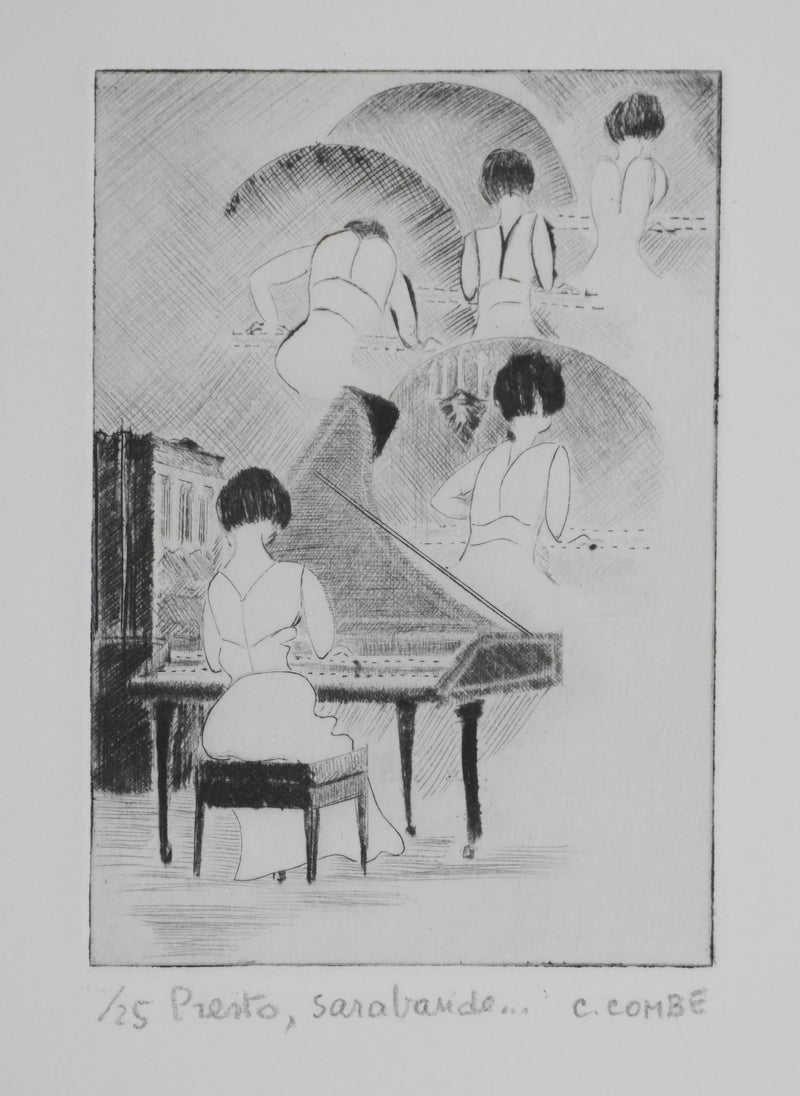 Camille COMBE : Presto et Sarabande, Gravure originale signée