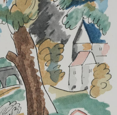 Adolphe FEDER : Sieste sous l'arbre, Lithographie originale signée