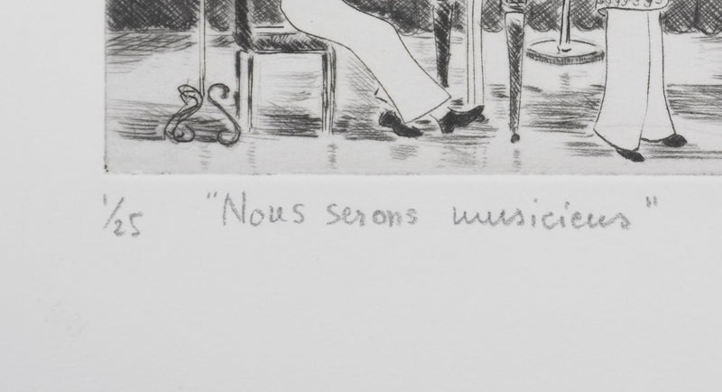 Camille COMBE : Nous serons musiciens, Gravure originale signée