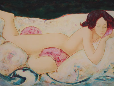 Alain BONNEFOIT : Odalisque mélancolique, Lithographie originale signée
