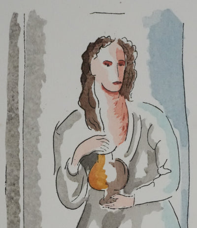 Adolphe FEDER : Femme en robe blanche, Lithographie originale signée