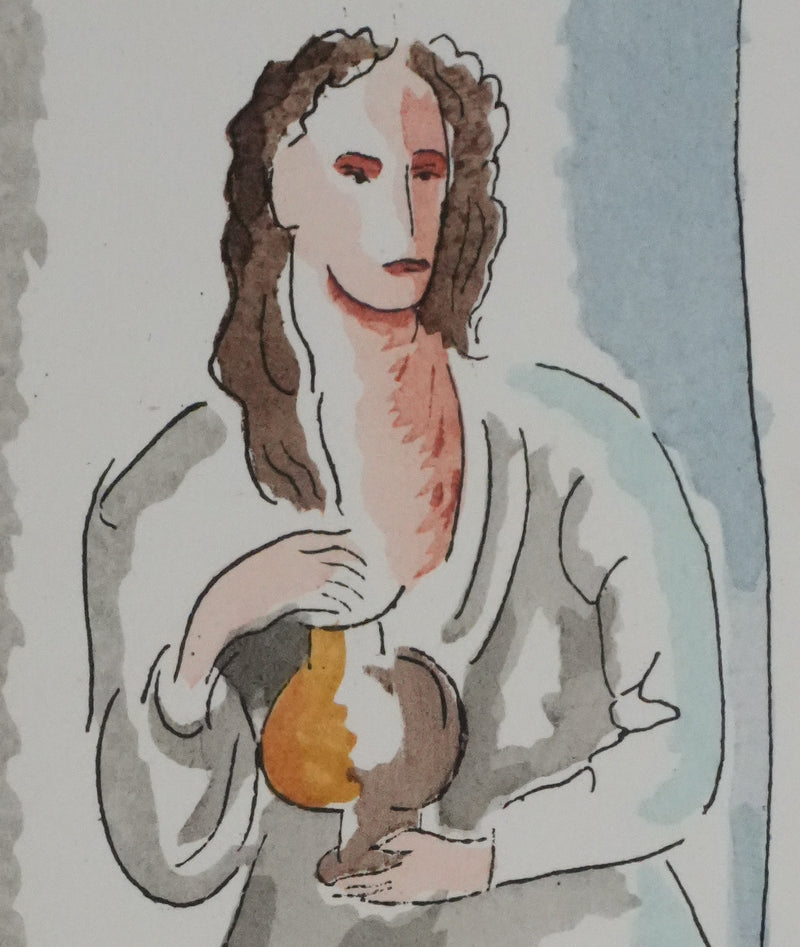 Adolphe FEDER : Femme en robe blanche, Lithographie originale signée