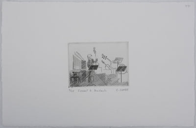 Camille COMBE : Concert à Ausbach, Gravure originale signée