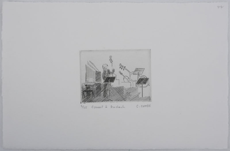 Camille COMBE : Concert à Ausbach, Gravure originale signée