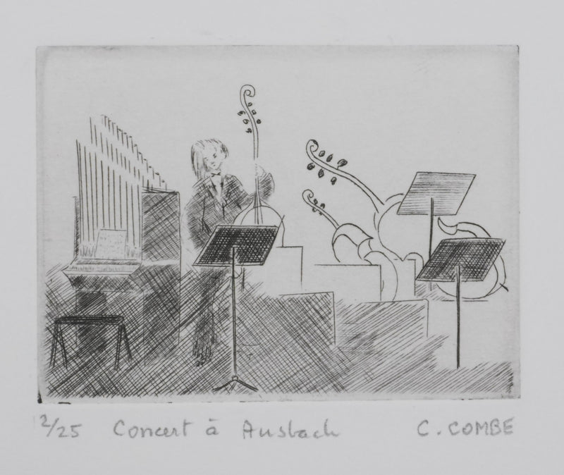 Camille COMBE : Concert à Ausbach, Gravure originale signée