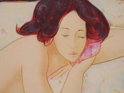 Alain BONNEFOIT : Odalisque mélancolique, Lithographie originale signée