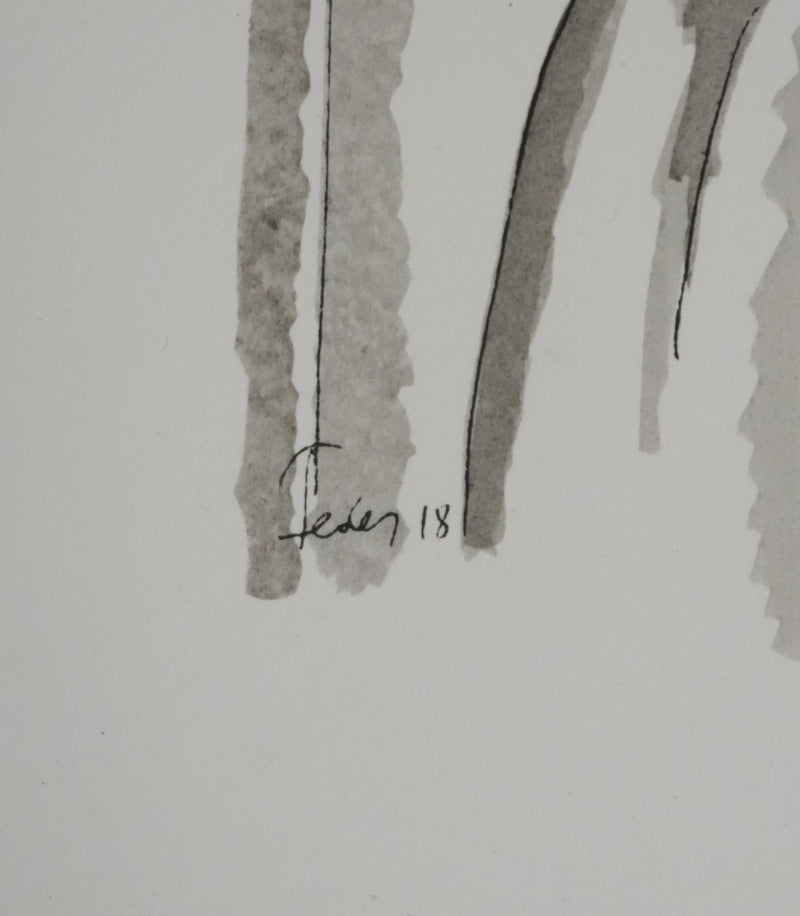 Adolphe FEDER : Femme en robe blanche, Lithographie originale signée