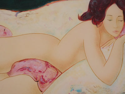Alain BONNEFOIT : Odalisque mélancolique, Lithographie originale signée