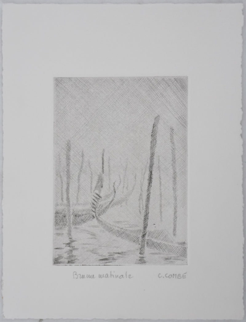 Camille COMBE : Brume matinale, Gravure originale signée