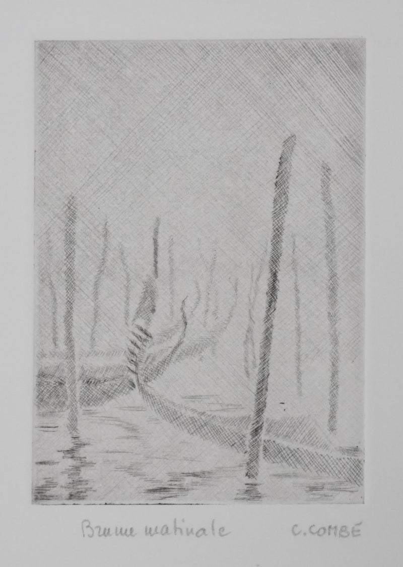 Camille COMBE : Brume matinale, Gravure originale signée