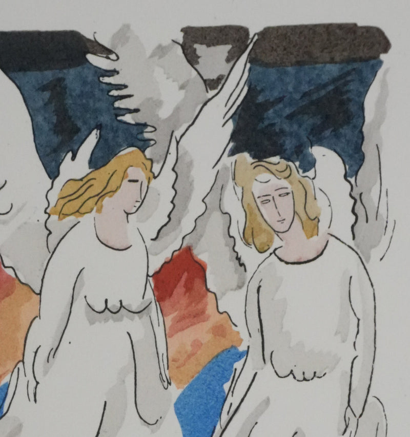 Adolphe FEDER : Les anges, Lithographie originale signée