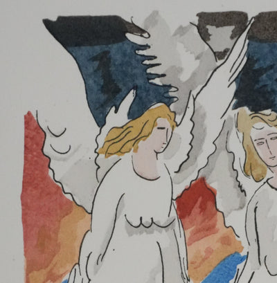 Adolphe FEDER : Les anges, Lithographie originale signée