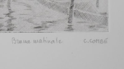 Camille COMBE : Brume matinale, Gravure originale signée