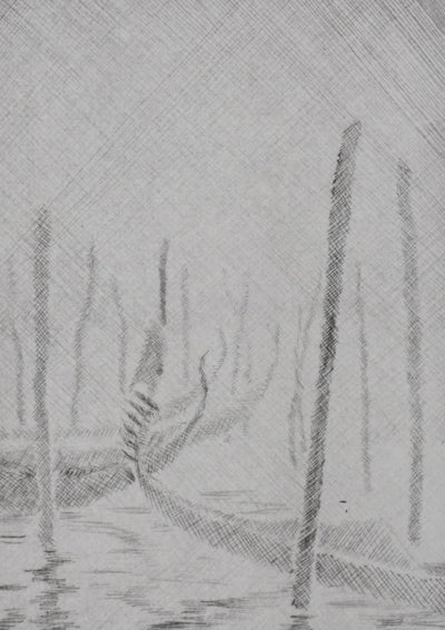 Camille COMBE : Brume matinale, Gravure originale signée