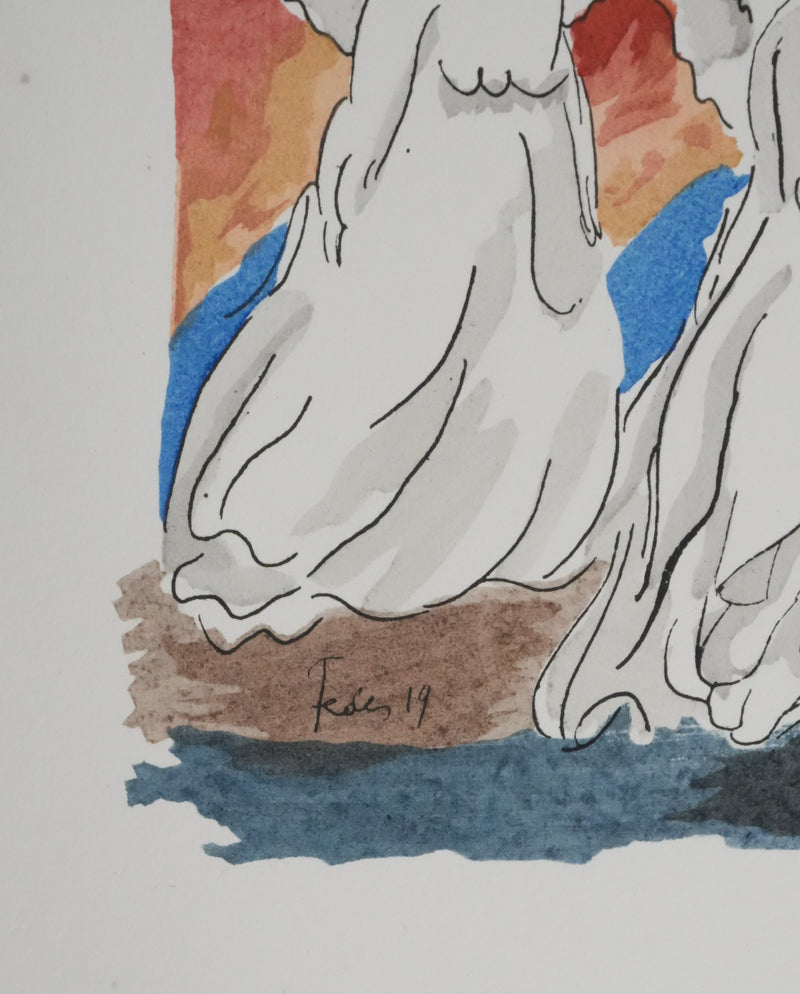 Adolphe FEDER : Les anges, Lithographie originale signée