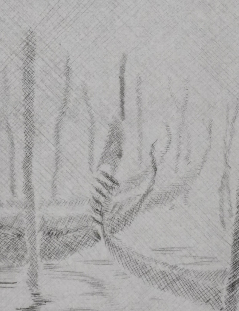 Camille COMBE : Brume matinale, Gravure originale signée