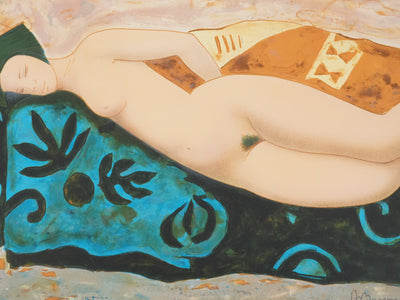 Alain BONNEFOIT : Nu féminin en turban, Lithographie originale signée