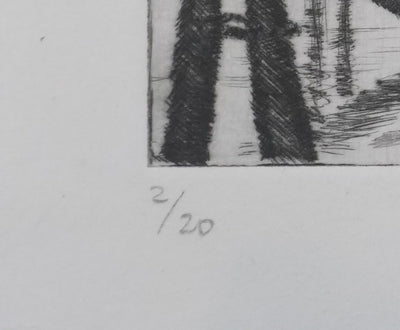 Camille COMBE : Venise, Près du Pontile San Anzolo, Gravure originale signée