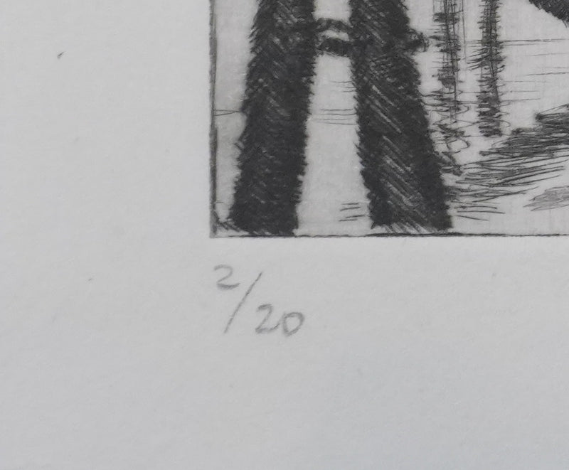 Camille COMBE : Venise, Près du Pontile San Anzolo, Gravure originale signée