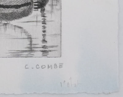 Camille COMBE : Venise, Près du Pontile San Anzolo, Gravure originale signée