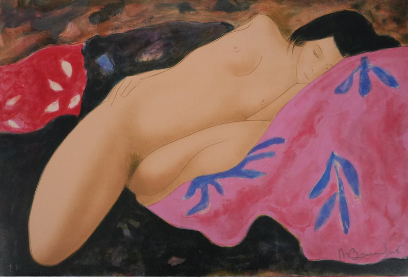 Alain BONNEFOIT : Nu endormie, Lithographie originale signée