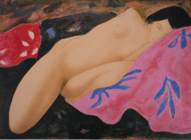 Alain BONNEFOIT : Nu endormie, Lithographie originale signée