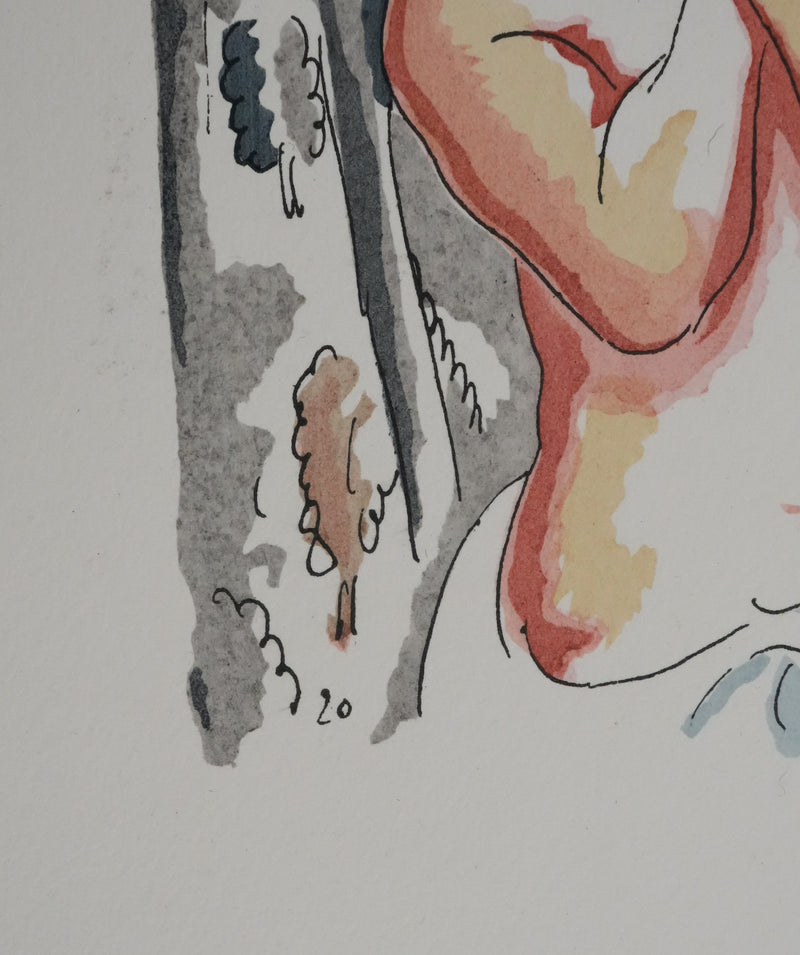 Adolphe FEDER : Portrait antique, Lithographie originale signée