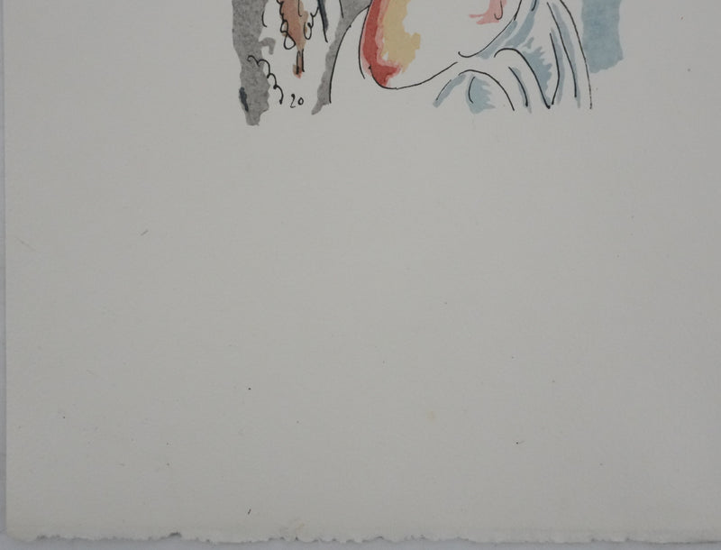 Adolphe FEDER : Portrait antique, Lithographie originale signée