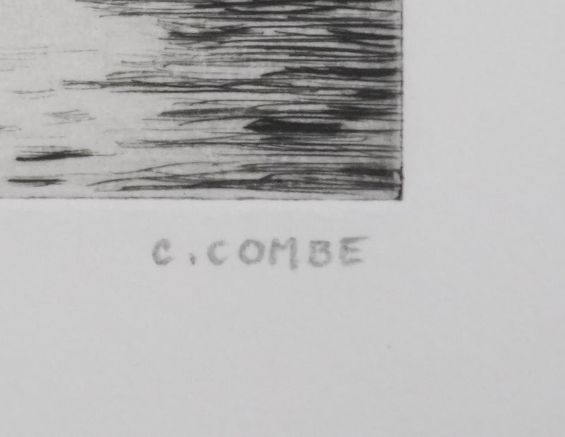 Camille COMBE : Clair de lune sur la lagune, Gravure originale signée