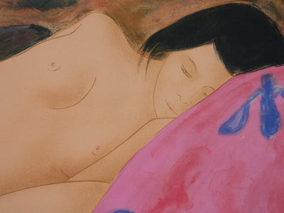 Alain BONNEFOIT : Nu endormie, Lithographie originale signée