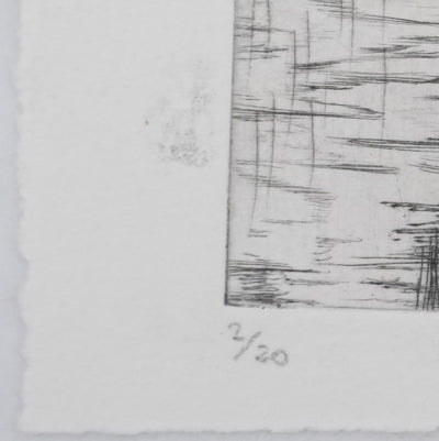 Camille COMBE : Les bateaux de pêche à Grado, Gravure originale signée