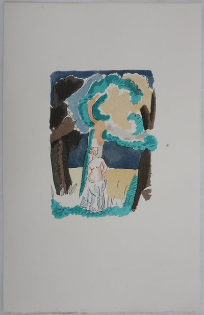 Adolphe FEDER : Sous l'arbre bleu, Lithographie originale signée