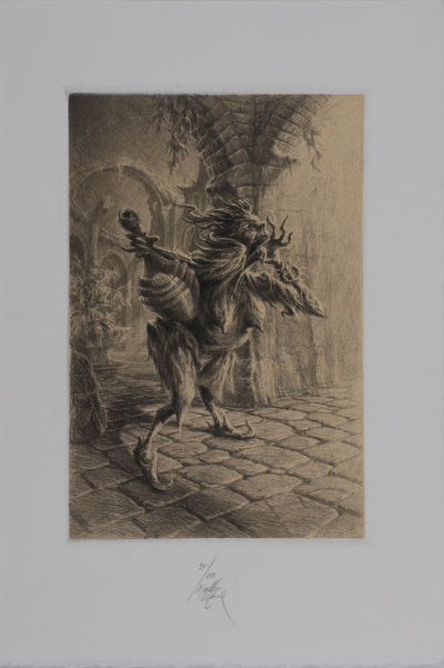 Jean Michel MATHIEUX-MARIE : Canéphore à l'amphore, Gravure originale signée