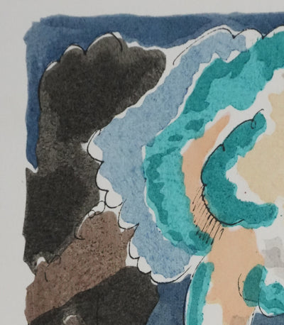 Adolphe FEDER : Sous l'arbre bleu, Lithographie originale signée