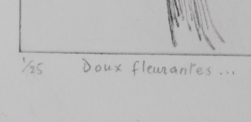 Camille COMBE : Doux fleurantes, Gravure originale signée