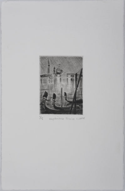 Camille COMBE : Mystérieuse Venise, Gravure originale signée